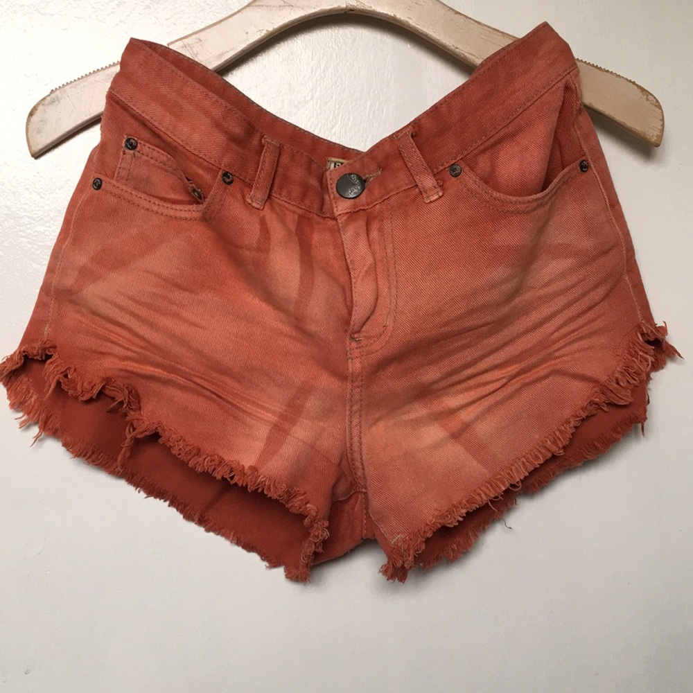 Burnt Orange Free People Distressed Shorts